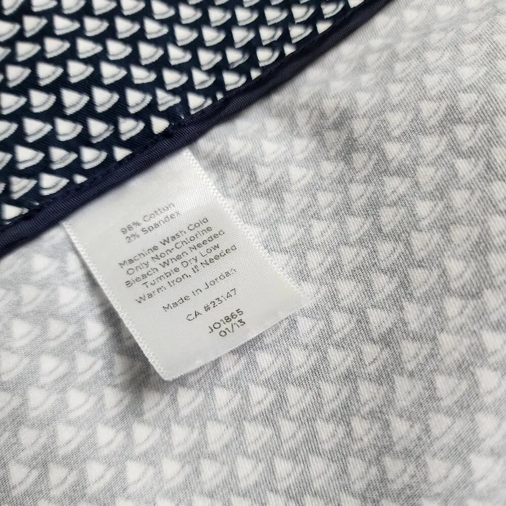 Talbots Womens Heritage Pants Size 10 Navy White Nautical Sailboat Print Cropped